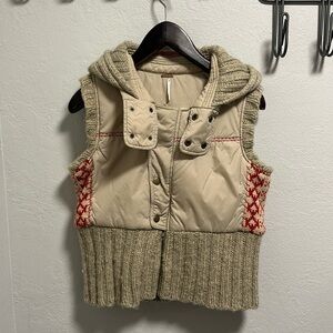 Free people contrasting knit puffer vest